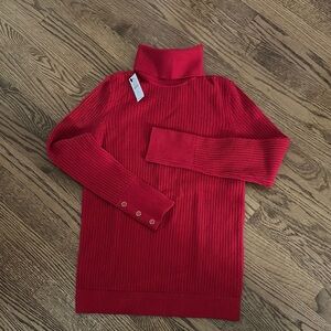 Talbots Cherry Red Ribbed Turtleneck